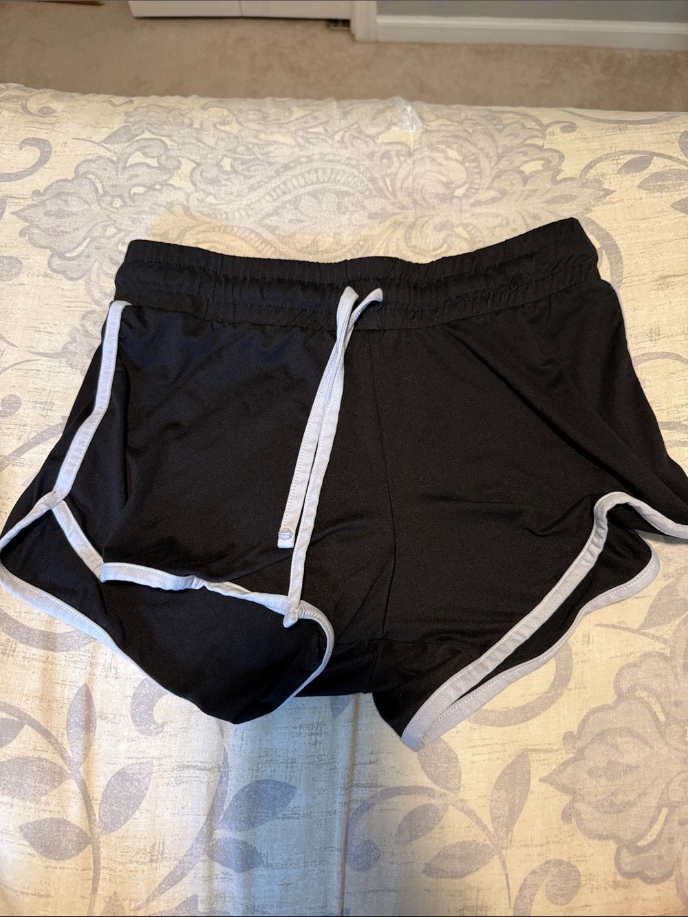 Women's Black Athletic Shorts with White Trim